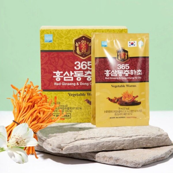 Nước Hồng Sâm Đông trùng hạ thảo Hansusam 20 gói - Hình ảnh 2
