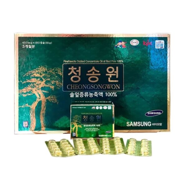 Tinh dầu thông đỏ CheongSongWon Green hộp xanh 180 viên - Hình ảnh 4
